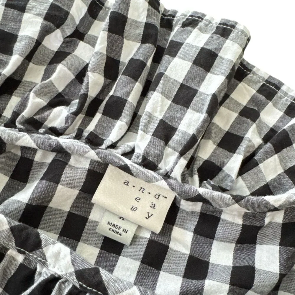 A New Day Cute Off-the-Shoulder Black/White Gingham Ruffle Top Wm Sz XL EUC‎